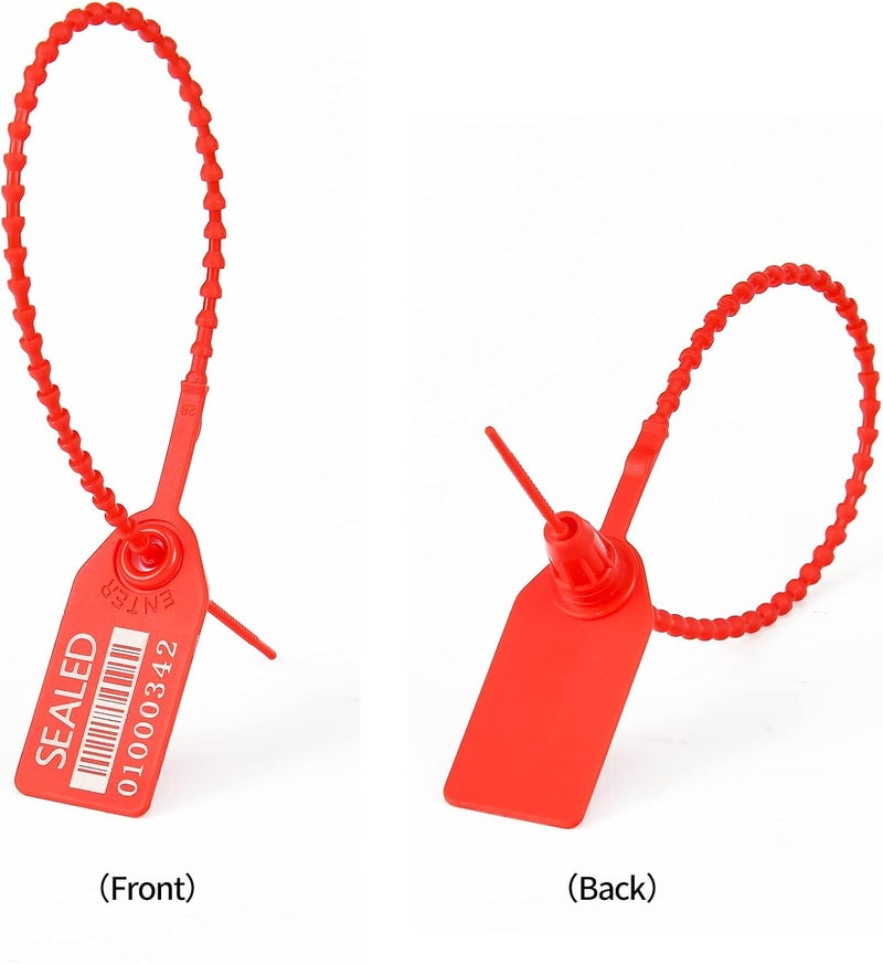 LeadSeals 500 Red Plastic Barcode Seals, Numberd Plastic Tamper Seals Security Tags, Pull-Tite Safety Zip Ties, Tamper Proof Tags Plasic Locks for Fire Extinguishers - Image 2